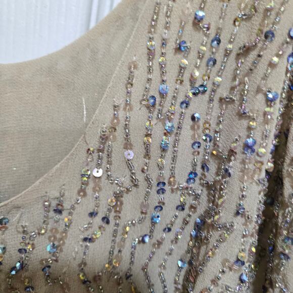 Zara Woman Beaded Sequin Tank Top Nude Beige XS Party Holiday Blouse - Picture 8 of 9